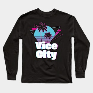 80's Retro Vibes Vice City Long Sleeve T-Shirt